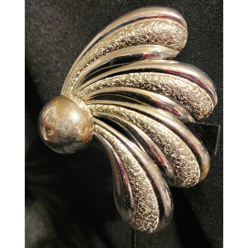 VTG MCM Silver-tone Signed Carol Dauplaige Modernist Statement Brooch SOME WEAR